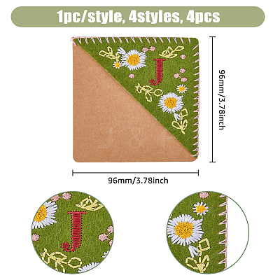 4Pcs 4 Styles Season Theme Non-woven Felt Embroidery Corner Bookmarks FIND-HY0002-47B-1