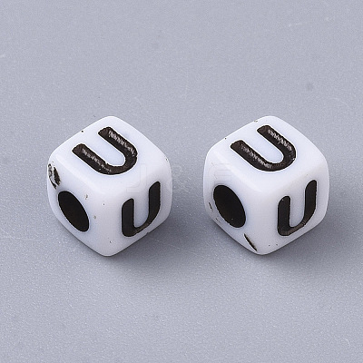 White Opaque Acrylic Beads X-MACR-R869-02U-1