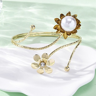 Lotus Alloy Arm Cuff Bangles for Girl Women LS-AJEW-A063-01J-G-1