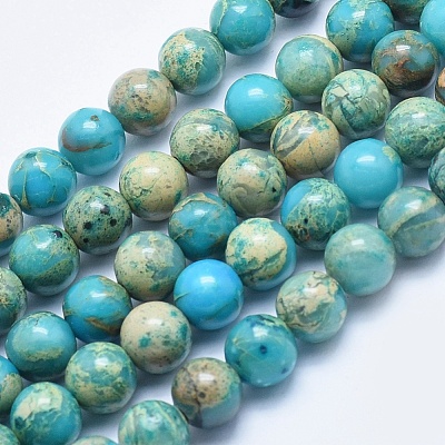 Natural Aqua Terra Jasper Beads Strands G-E444-14A-8mm-1