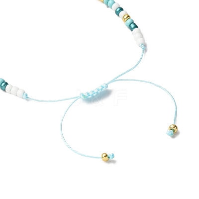 Natural Freshwater Shell & Glass Seed Beads Braided Bead Bracelets for Women BJEW-JB12362-01-1