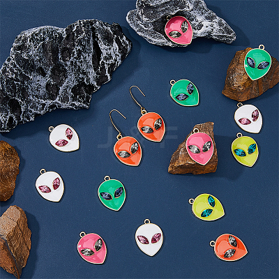 20Pcs 5 Colors Alloy Enamel Pendants ENAM-FH0001-61-1