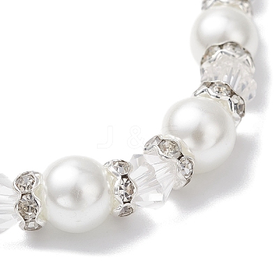 Pearlized Glass Pearl Round Beads Stretch Bracelets for Women BJEW-JB12740-1