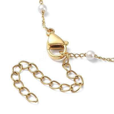 Glass Pearl Beaded Chain Bracelet BJEW-JB09432-1