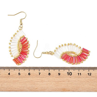 Glass Braided Beads Dangle Earrings EJEW-MZ00746-03-1