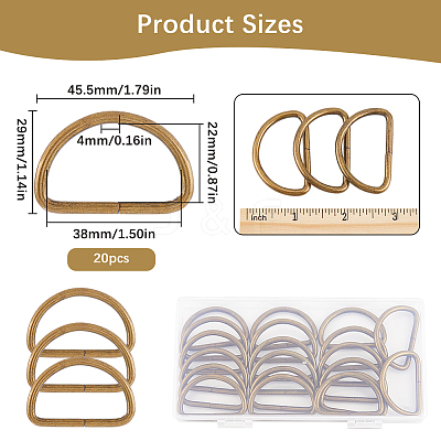 20Pcs Iron D Rings IFIN-SP0001-21B-AB-1