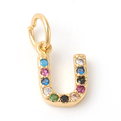 Brass Micro Pave Colorful Cubic Zirconia Charms ZIRC-F092-01-U-1