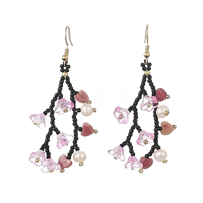 Glass Seed Bead Dangle Earrings EJEW-MZ00770-1