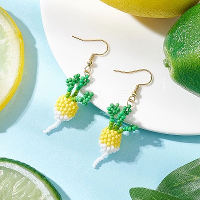 304 Stainless Steel Glass Seed Beads Carrot Dangle Earrings EJEW-MZ00579-04-1