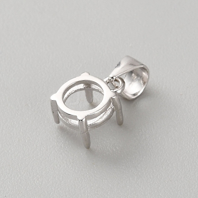 925 Sterling Silver Rhinestone Claw Pendant Settings STER-WH0004-072B-P-1