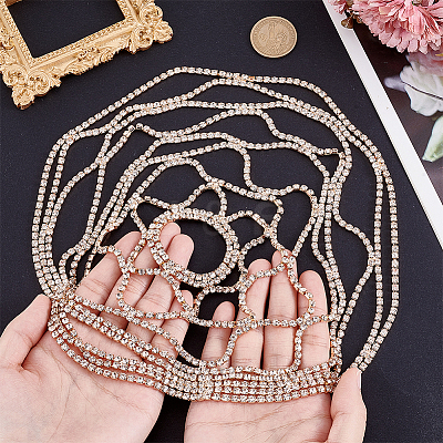 1Pc Rhinestone Mesh Headpiece Cap AJEW-HY0002-55G-1