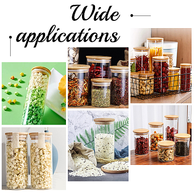 Glass Storage Jar with Suction Bamboo Lid CON-WH0089-45-1