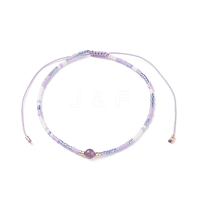 Mixed Natural Gemstone & Glass Seed Beaded Bracelets BJEW-JB08950-1