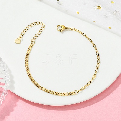 304 Stainless Steel Curb Chain & Paperclip Chain Bracelets BJEW-JB14161-01-1