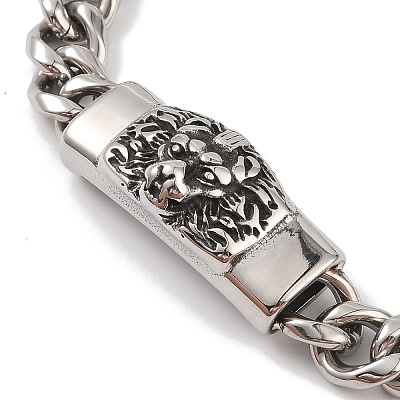 Ion Plating(IP) 304 Stainless Steel Lion Link Chain Bracelets for Men BJEW-B096-48A-AS-1