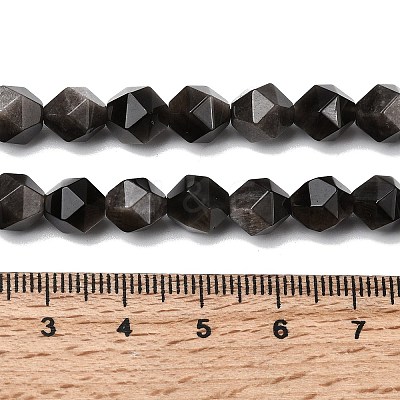 Natural Silver Obsidian Beads Strands G-Z119-A11-02-1