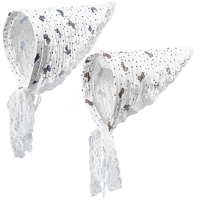 2Pcs 2 Styles Lace Triming Cloth Headbands for Women OHAR-CY0001-17-1