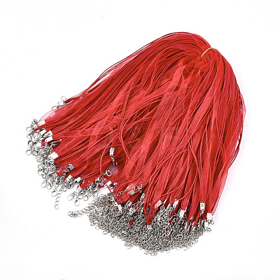 Waxed Cord and Organza Ribbon Necklace Making NCOR-T002-162-1
