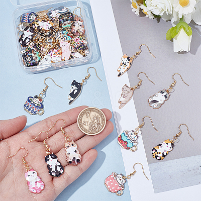 18Pair 304 Stainless Steel Cat Shape Dangle Earrings EJEW-UN00018-1