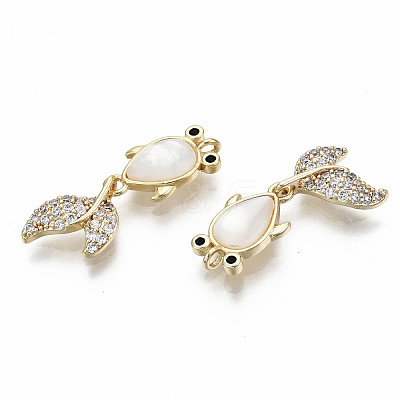 Brass Micro Pave Clear Cubic Zirconia Pendants KK-S356-197G-NF-1