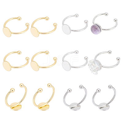 12Pcs 2 Colors Brass Open Cuff Ring Findings KK-UN0001-28-1