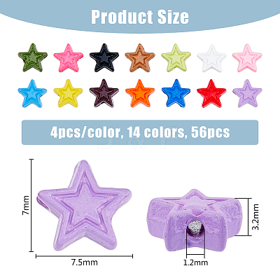 56Pcs 14 Style Spray Painted Alloy Beads FIND-FH0007-83-1
