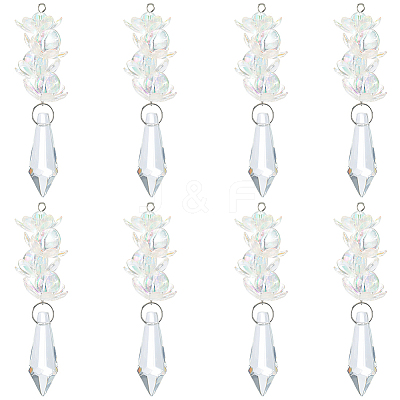 8Pcs Glass Pendants PALLOY-SP00008-1