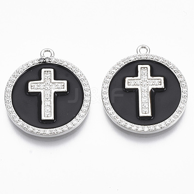 Brass Micro Pave Cubic Zirconia Pendants KK-R130-035-01P-NF-1