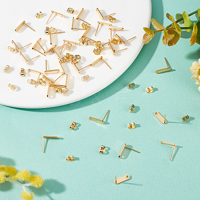 60Pcs 201 Stainless Steel Stud Earring Findings EJEW-BBC0001-05-1