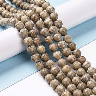 Natural Maifanite/Maifan Stone Beads Strands G-I187-8mm-01-1