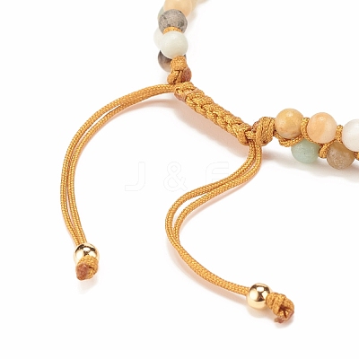Teardrop Gemstone Braided Bead Bracelet BJEW-JB08116-1