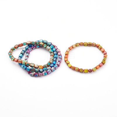 Natural Regalite/Imperial Jasper/Sea Sediment Jasper Beads Stretch Bracelets BJEW-JB05927-1