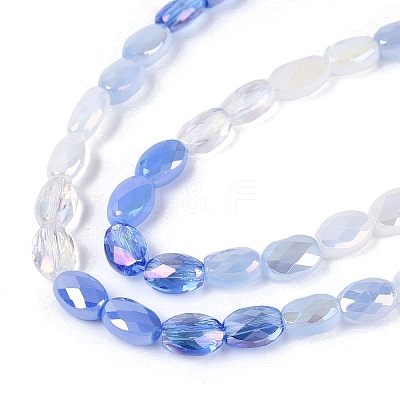 Electroplate Imitation Jade & Opaque & Transparent Glass Beads Strands EGLA-Q135-4x6MM-01B-1