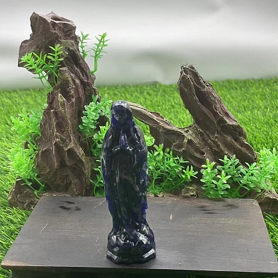 Natural Sodalite Carved Healing Virgin Mary Figurines PW-WG30485-07-1
