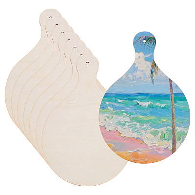 8Pcs Unfinished Wood Paddle Chopping Board with Handle DIY-AR0005-17-1
