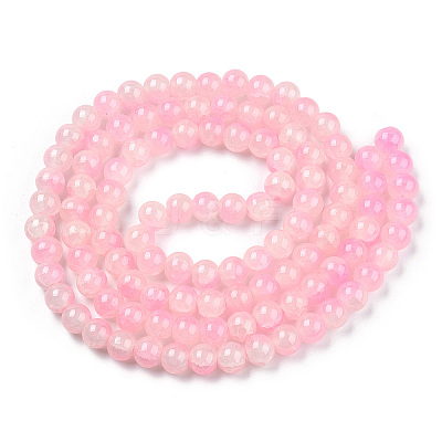 Crackle Baking Paint Imitation Jade Glass Beads Strands LS-DGLA-T003-10mm-01-1