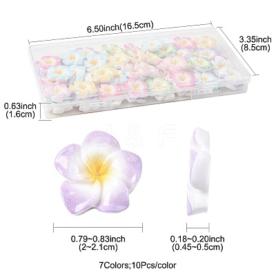 70Pcs 7 Colors Plumeria Flower Opaque Resin Cabochons CRES-FS0001-32-1