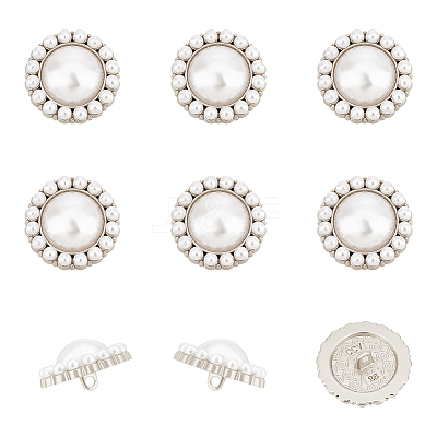 Plastic Imitation Pearl Shank Buttons FIND-NB0003-71P-1