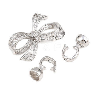 Brass Micro Pave Clear Cubic Zirconia Fold Over Clasps KK-U059-61P-1
