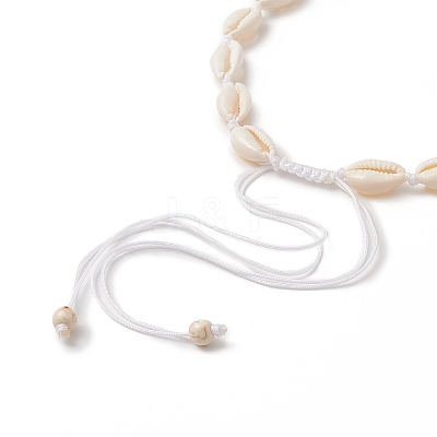 Natural Cowrie Shell & Synthetic Turquoise Braided Beaded Necklace for Women NJEW-JN04253-01-1