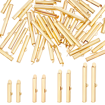 48Pcs 4 Styles 304 Stainless Steel Slide On End Clasp Tubes STAS-UN0058-14-1