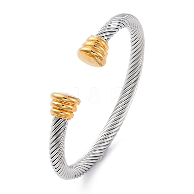 304 Stainless Steel Cuff Bangles BJEW-P310-11GP-1