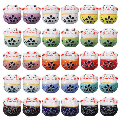 30Pcs 15 Colors Handmade Porcelain Beads PORC-CA0001-21-1