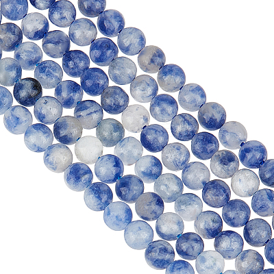 2 Strands Natural Blue Spot Jasper Round Beads Strands G-OC0005-71-1