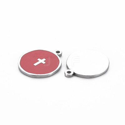 304 Stainless Steel Enamel Pendants STAS-S117-030-1