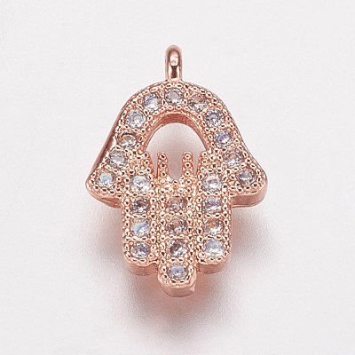 Brass Cubic Zirconia Charms KK-P134-29RG-1