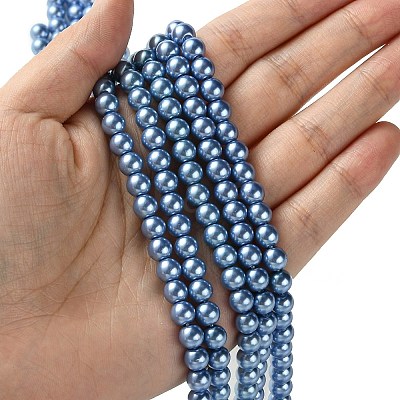 Eco-Friendly Dyed Glass Pearl Round Bead Strands X-HY-A008-6mm-RB015-1