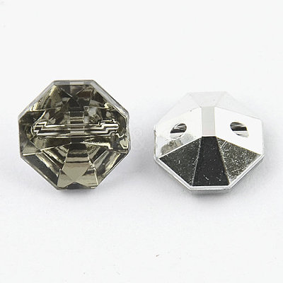 2-Hole Taiwan Acrylic Rhinestone Octagon Buttons X-BUTT-F016-25mm-19-1