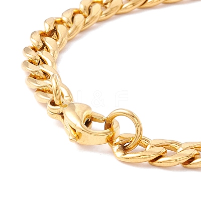 Ion Plating(IP) 304 Stainless Steel Curb Chain with Bar Link Bracelet for Men Women BJEW-F428-01A-G-1