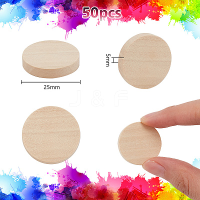50Pcs Undyed Wood Cabochons WOOD-WH0125-09C-1